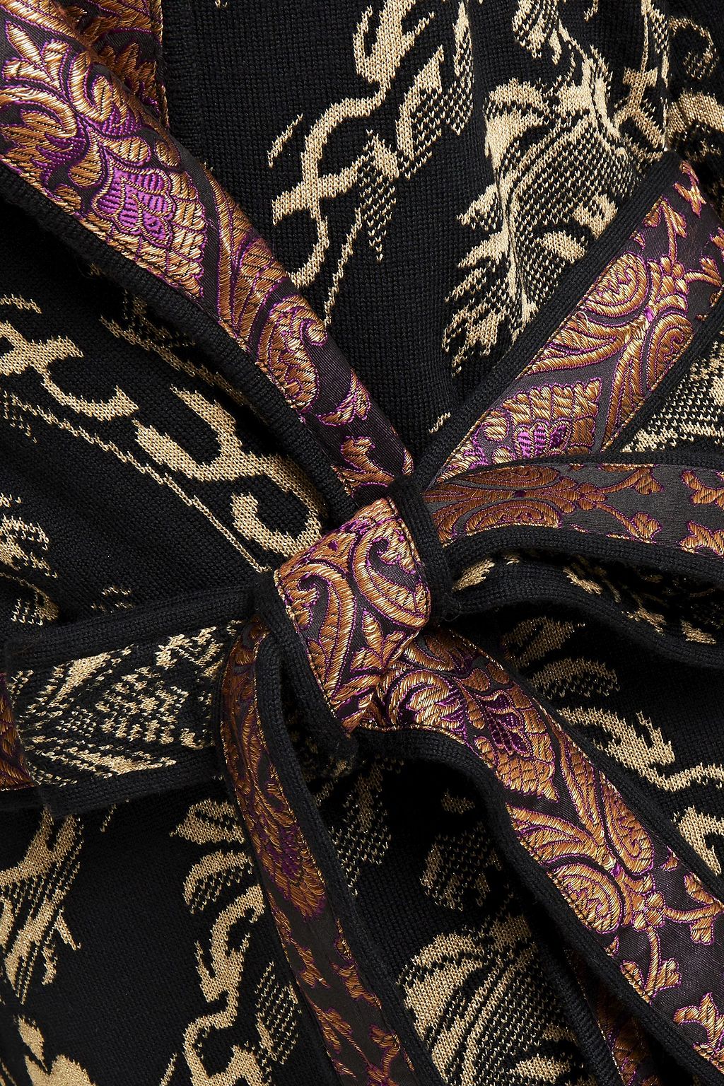 CAMILLA Belted metallic wool-blend jacquard coat