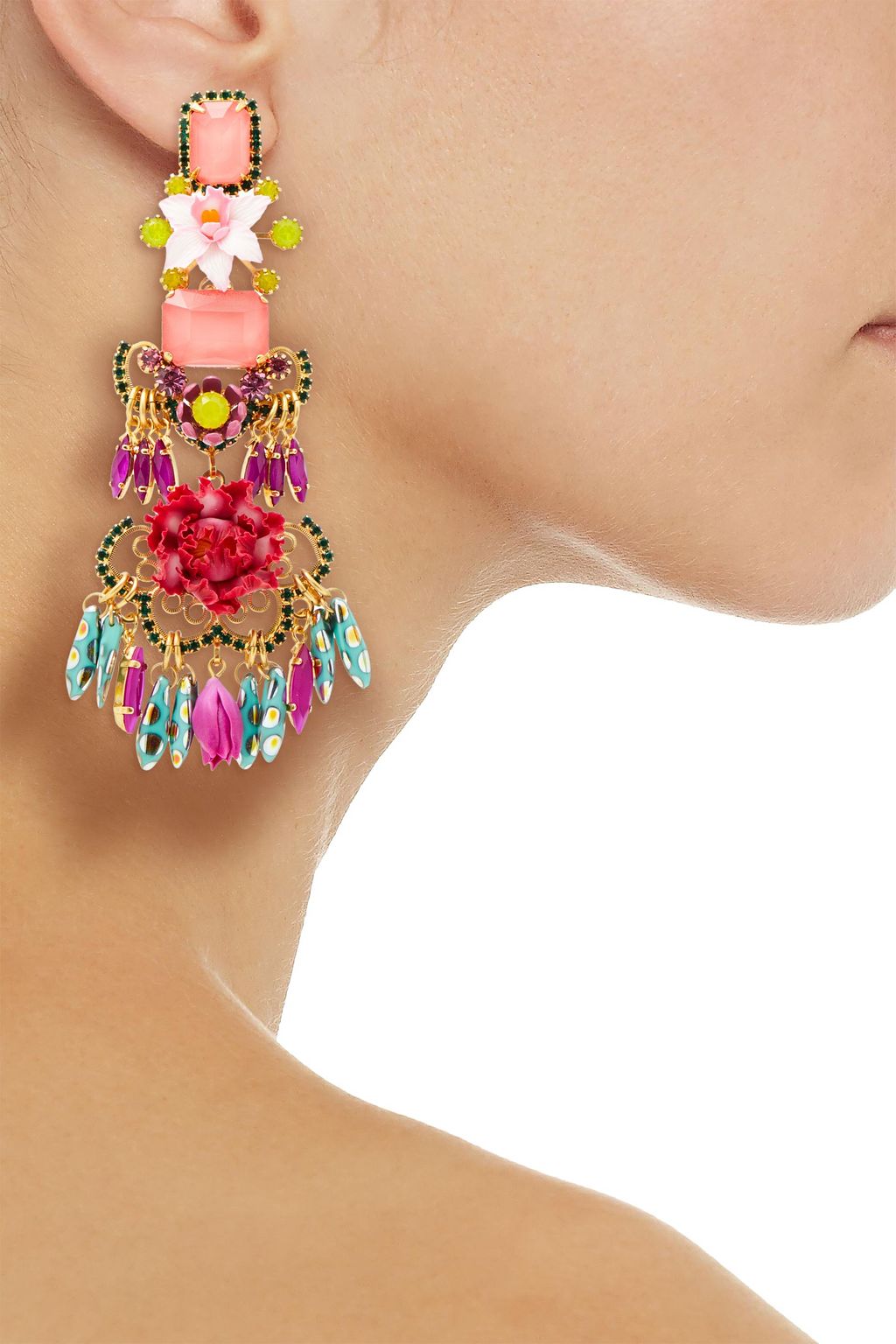 ELIZABETH COLE 24-karat gold-plated Swarovski crystal earrings