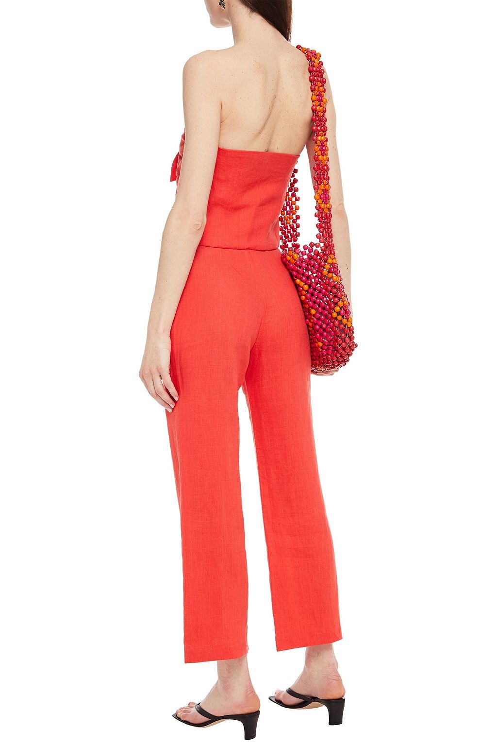 MARA HOFFMAN Nan strapless cropped linen-twill top