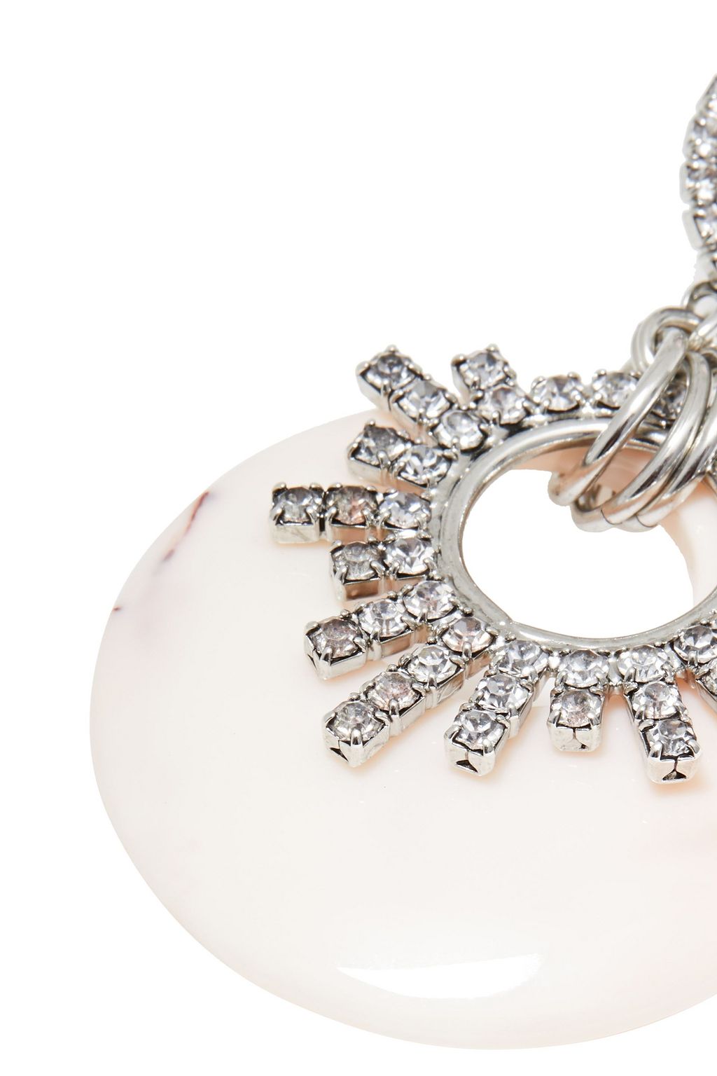 ELIZABETH COLE Rhodium-plated, crystal, glass and acetate earrings