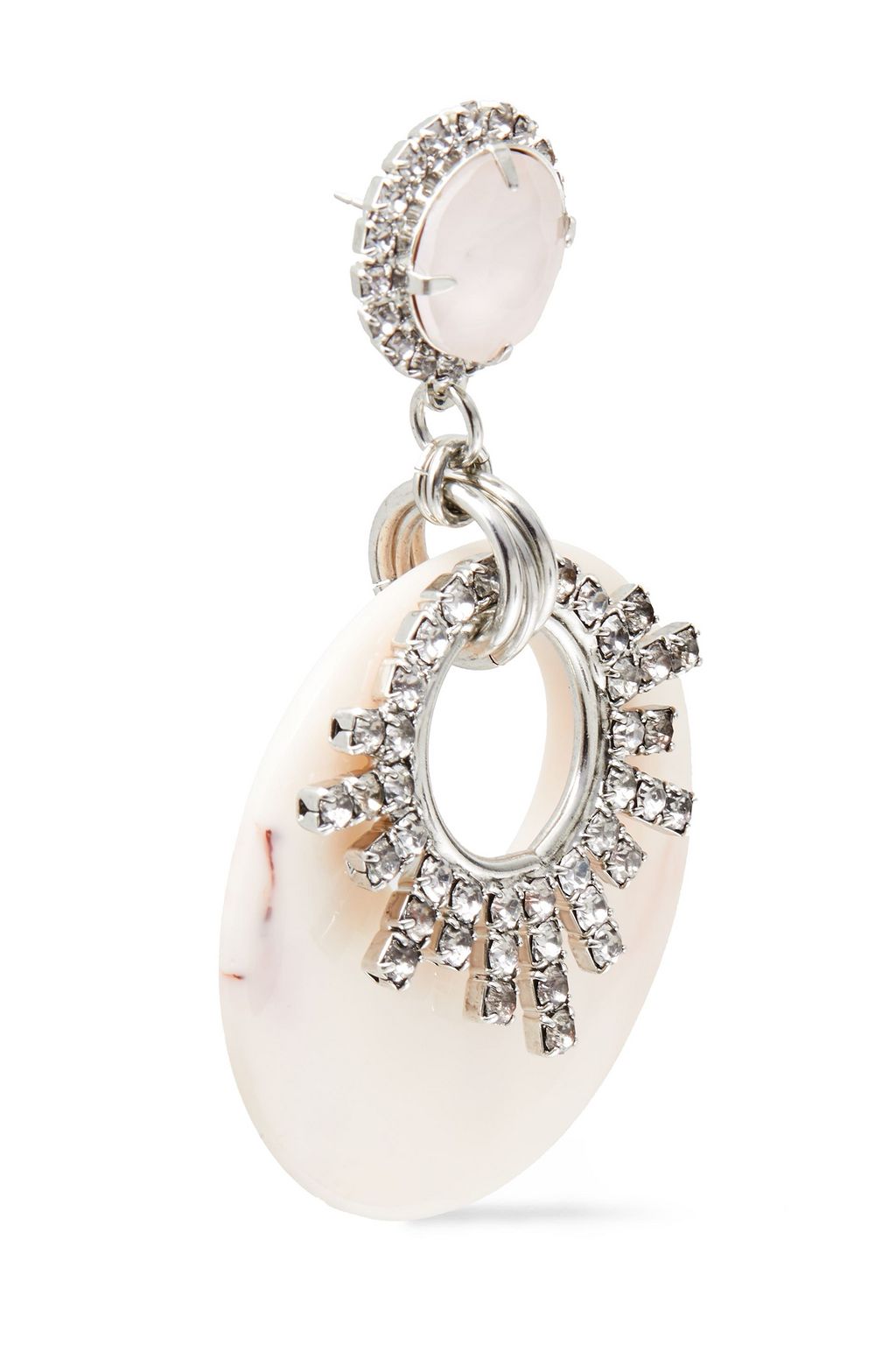 ELIZABETH COLE Rhodium-plated, crystal, glass and acetate earrings
