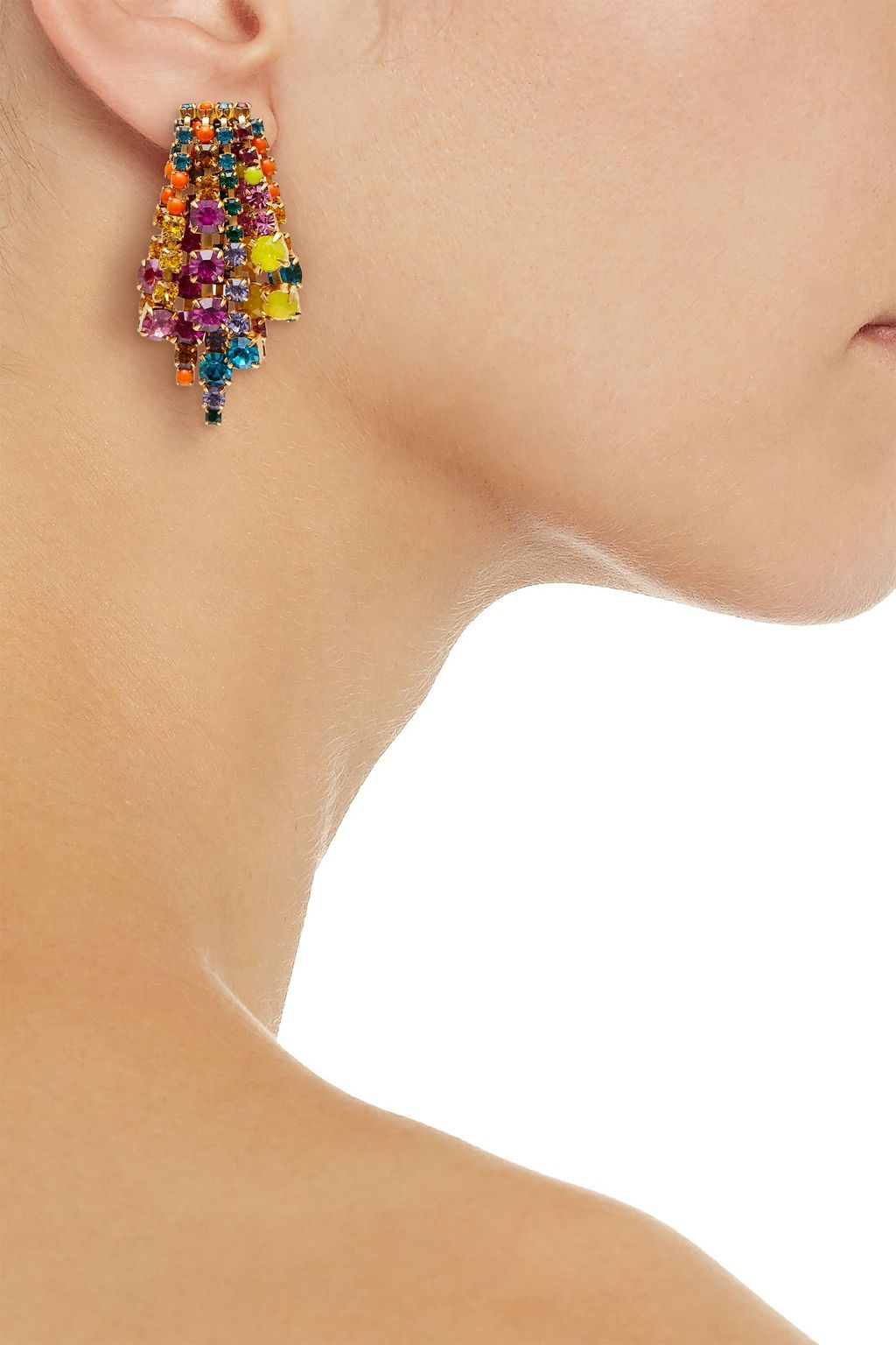 ELIZABETH COLE 24-karat gold-plated, crystal and stone earrings