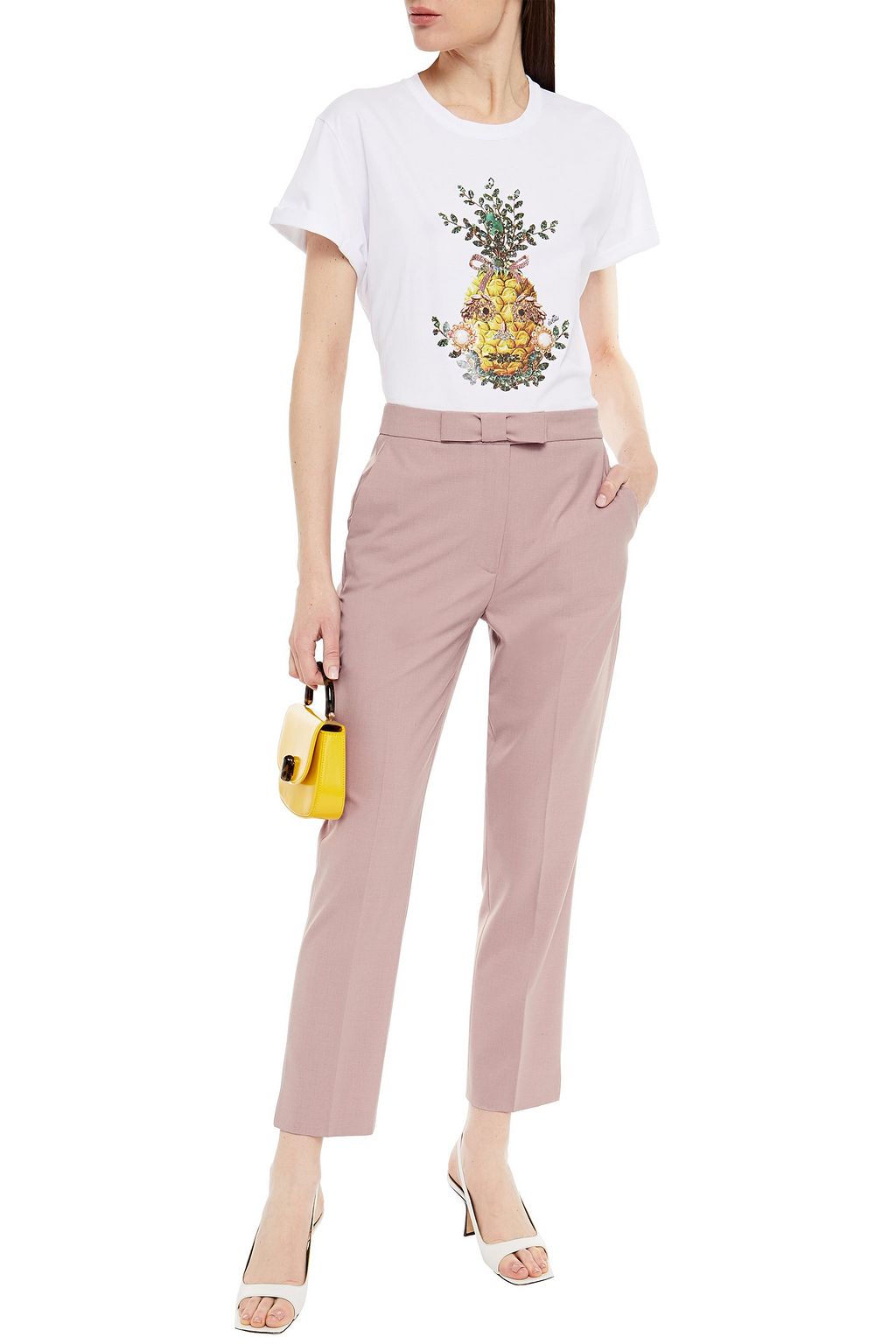 VIVETTA Bow-embellished woven slim-leg pants