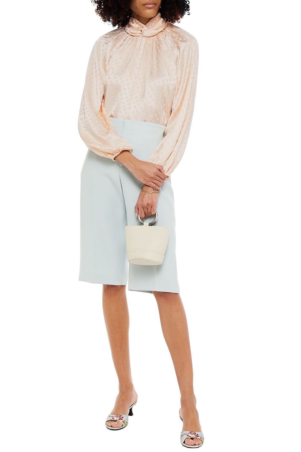 ZIMMERMANN Wavelength twisted polka-dot silk-satin jacquard blouse