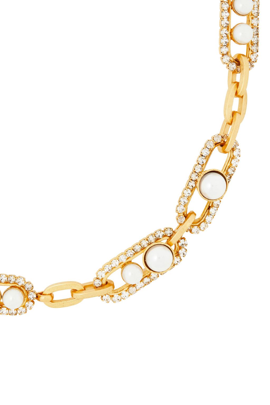 ELIZABETH COLE 24-karat gold-plated, crystal and faux pearl necklace
