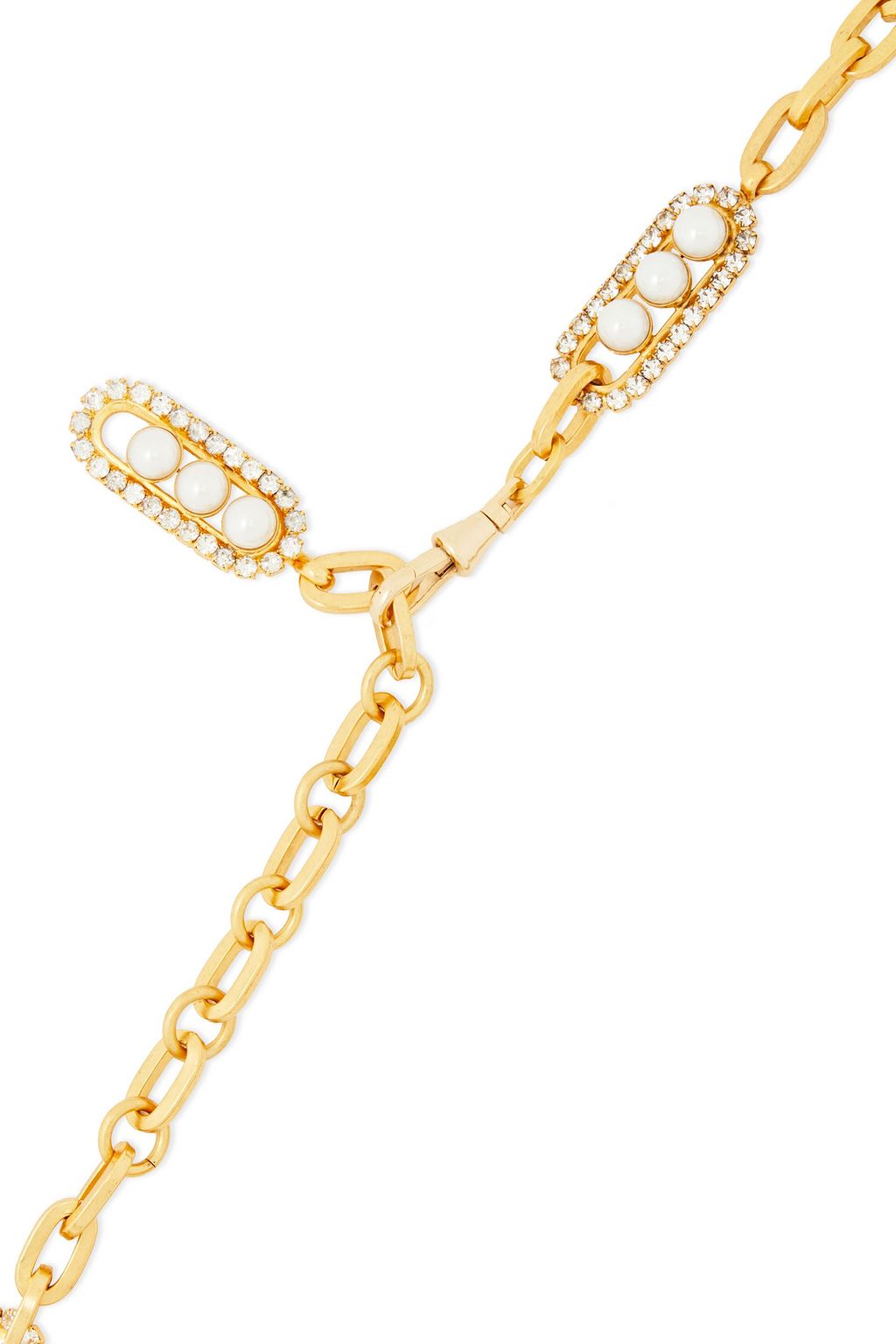 ELIZABETH COLE 24-karat gold-plated, crystal and faux pearl necklace