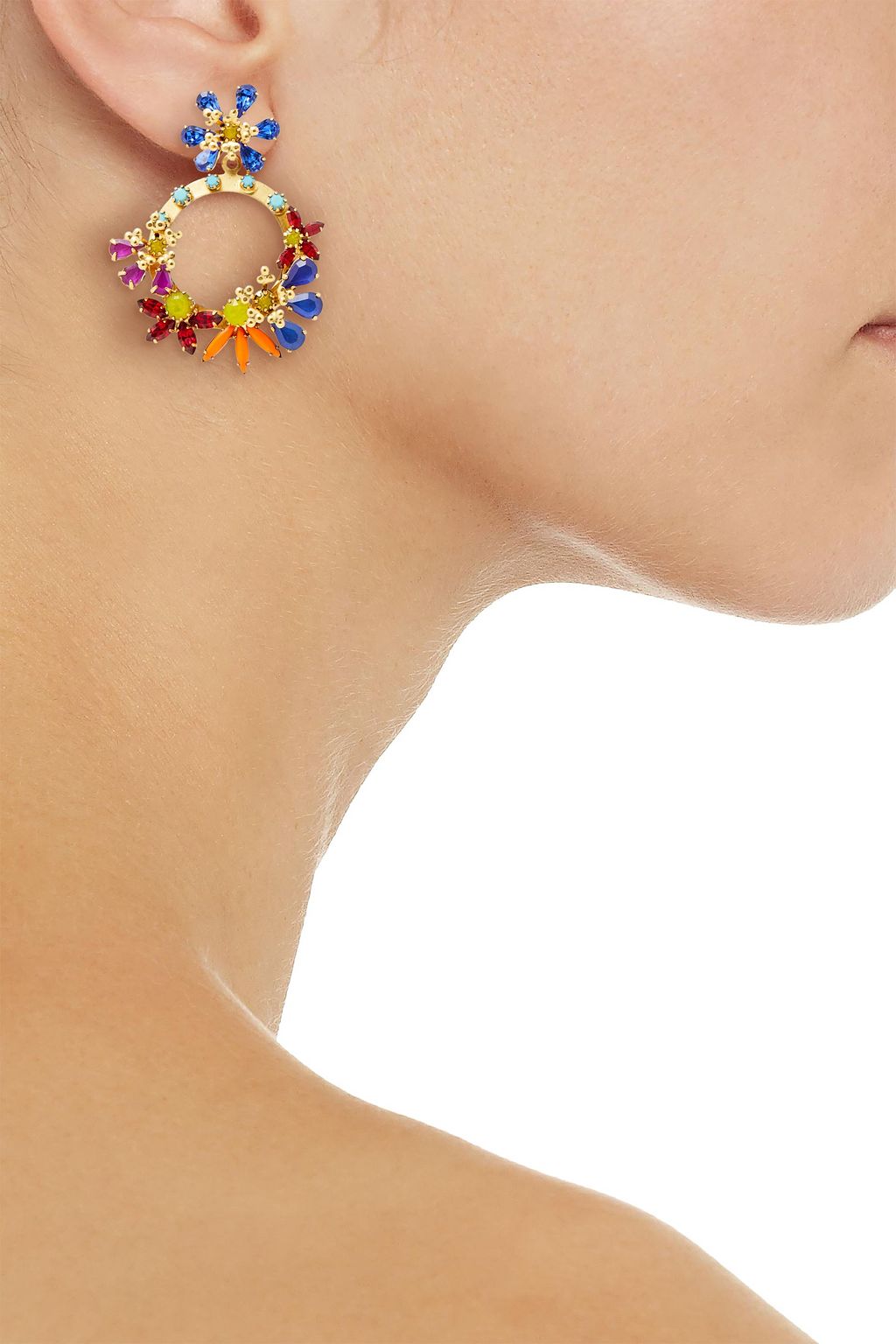 ELIZABETH COLE 24-karat gold-plated Swarovski crystal earrings