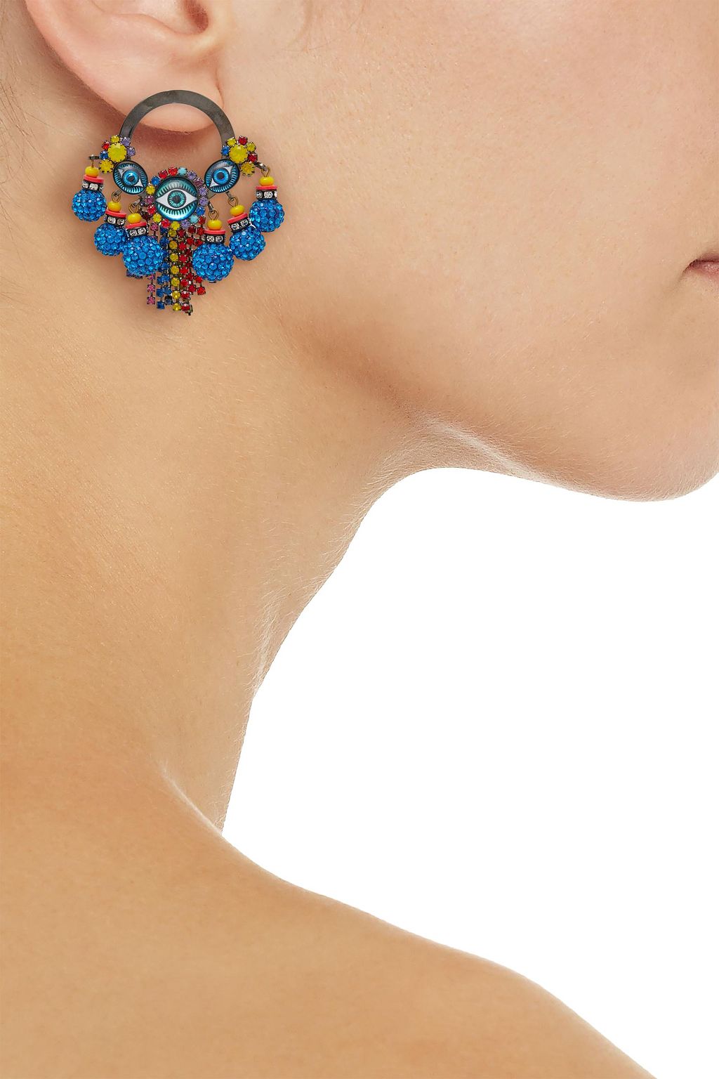 ELIZABETH COLE Hematite-plated, crystal, bead and glass earrings