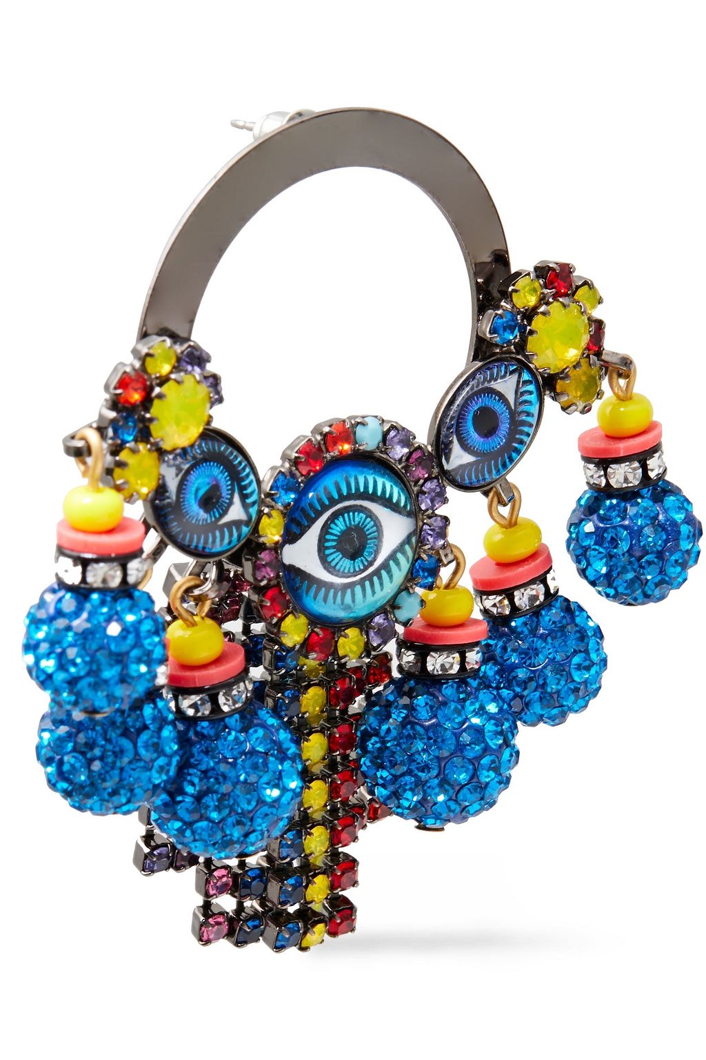 ELIZABETH COLE Hematite-plated, crystal, bead and glass earrings