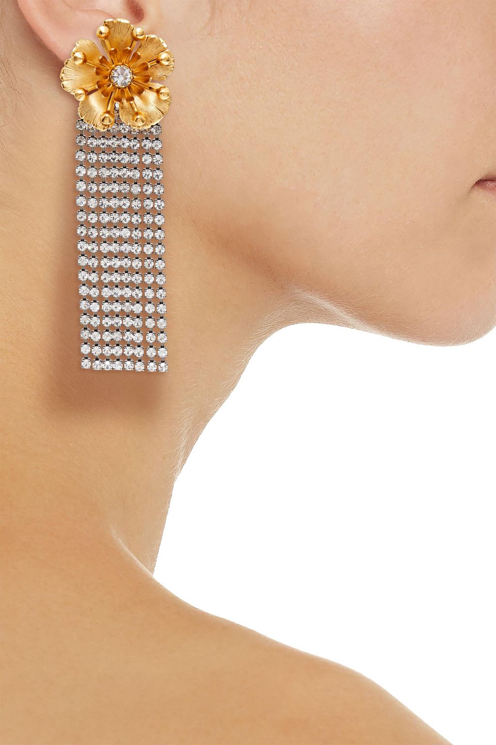 ELIZABETH COLE 24-karat gold-plated, hematite-plated and Swarovski crystal earrings