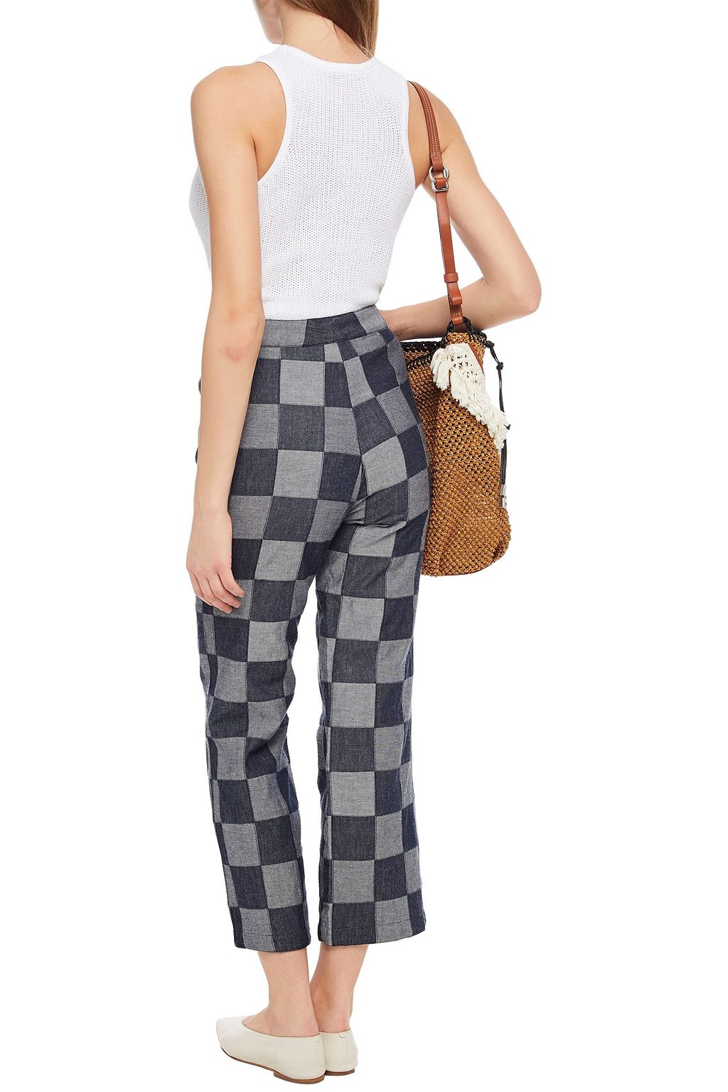 MARA HOFFMAN Arlene checked high-rise kick-flare jeans