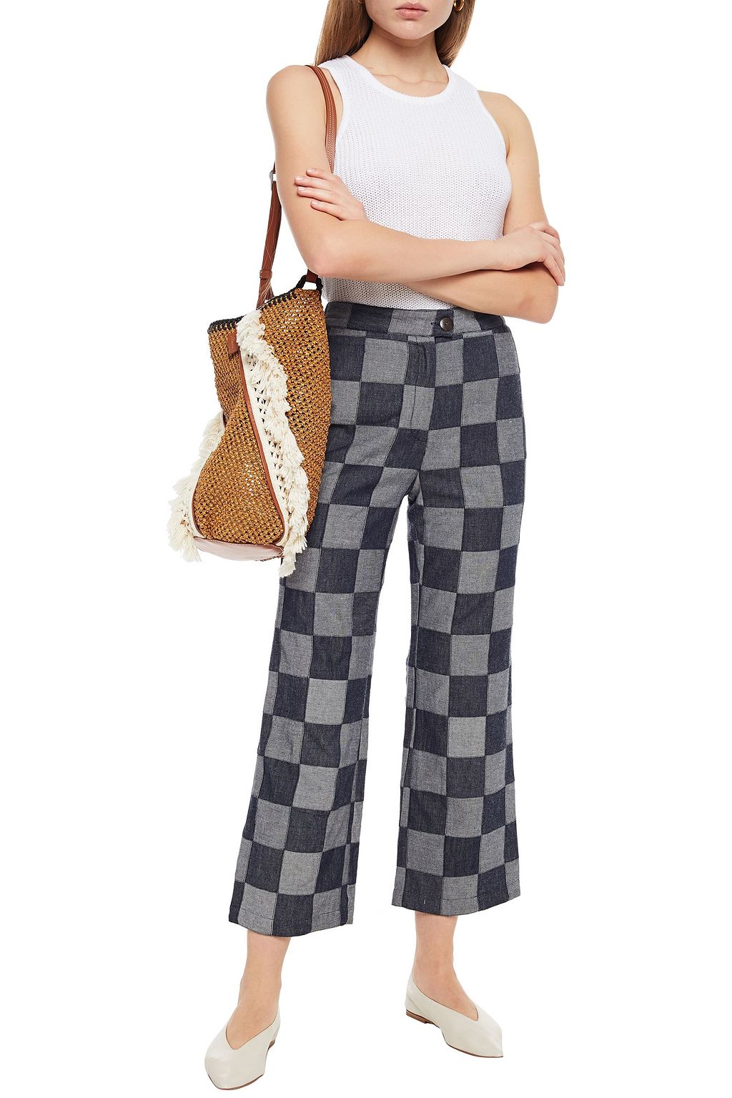 MARA HOFFMAN Arlene checked high-rise kick-flare jeans