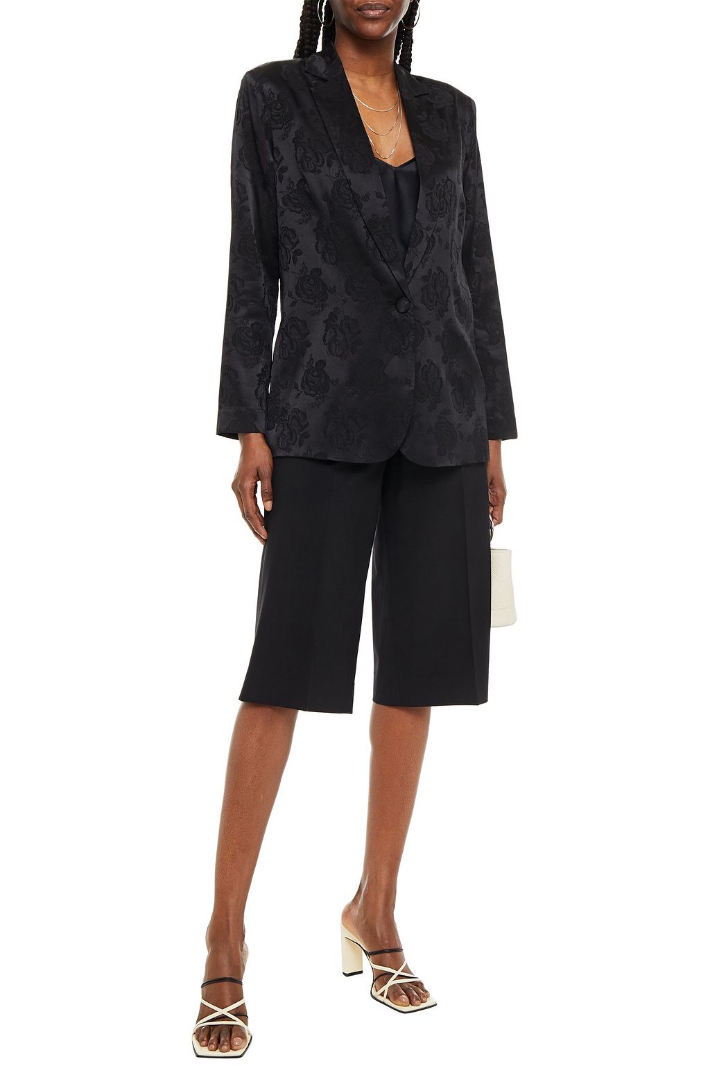 RONNY KOBO Ani silk-blend satin-jacquard blazer