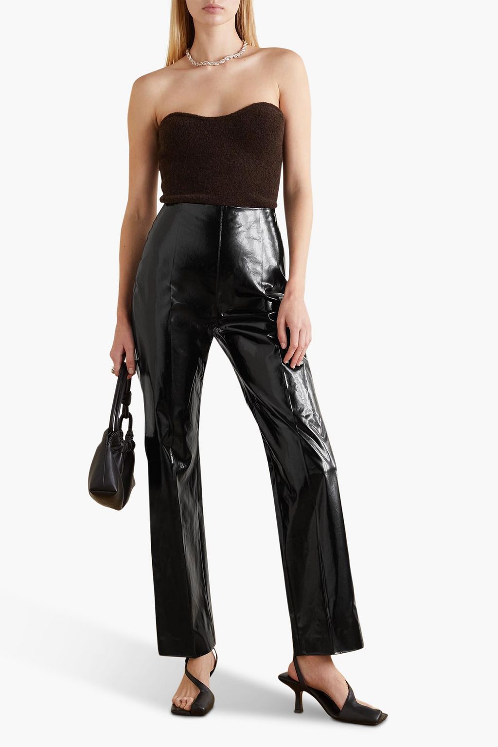 NANUSHKA Maggie patent vegan leather straight-leg pants