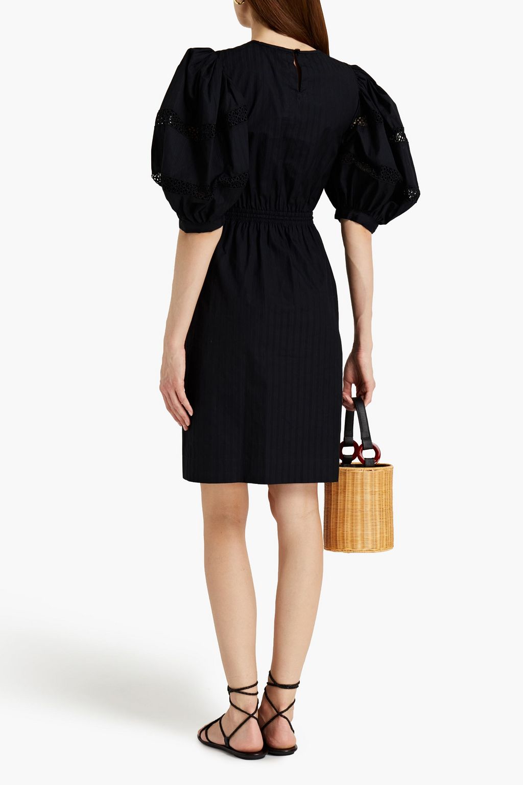 SEE BY CHLOÉ Crochet-trimmed pleated cotton mini dress
