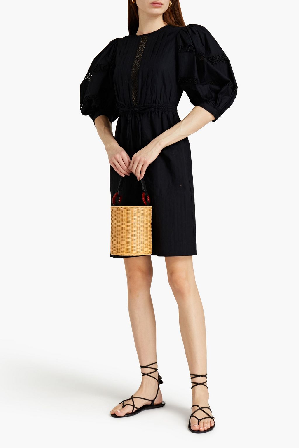 SEE BY CHLOÉ Crochet-trimmed pleated cotton mini dress