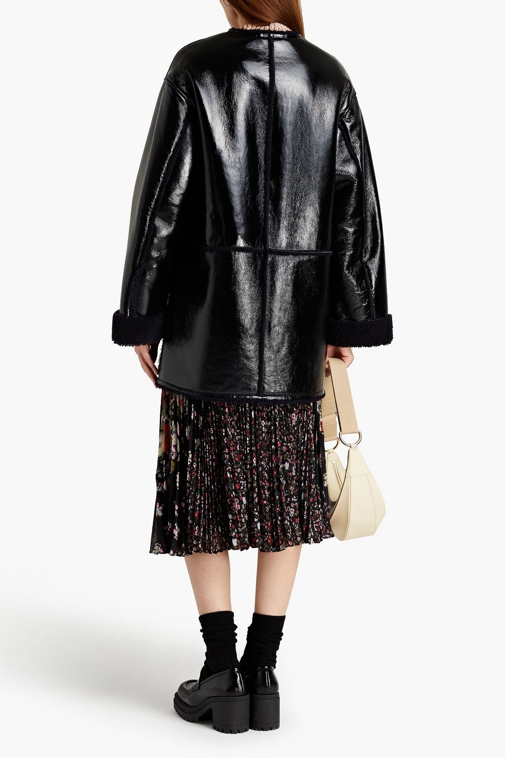 SEE BY CHLOÉ Glossed-leather and shearling coat