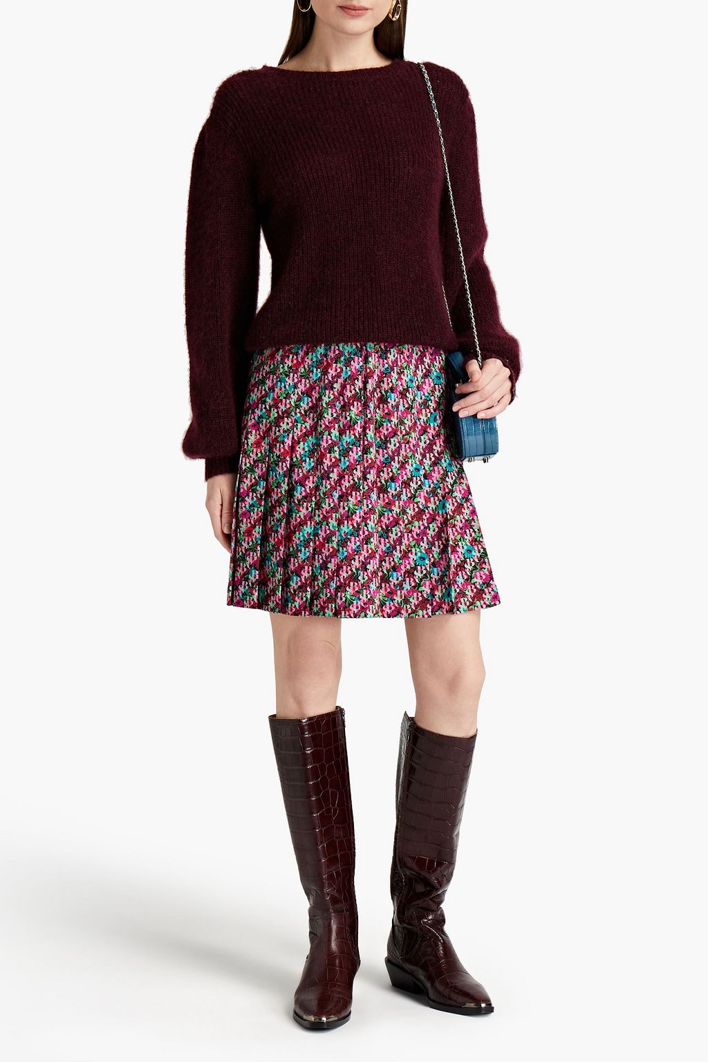 SEE BY CHLOÉ Pleated printed crepe mini skirt