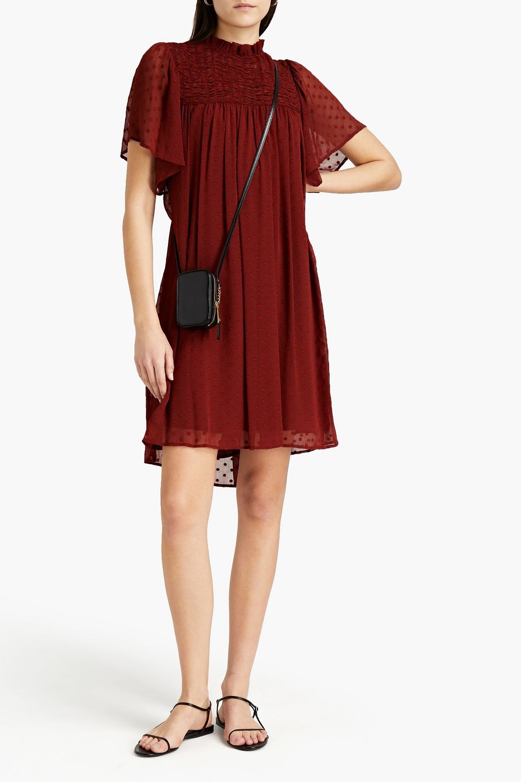 SEE BY CHLOÉ Gathered fil coupé crepon mini dress