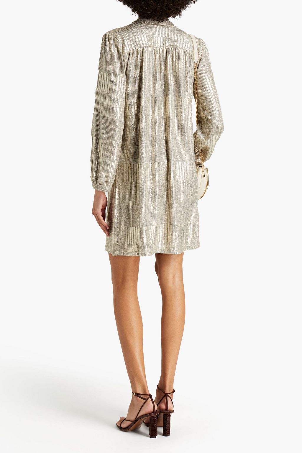 SEE BY CHLOÉ Metallic ribbed-knit mini dress