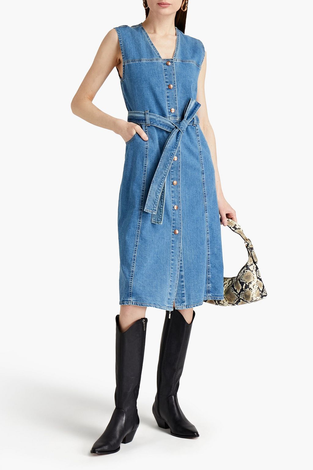 SEE BY CHLOÉ Belted denim midi dress
