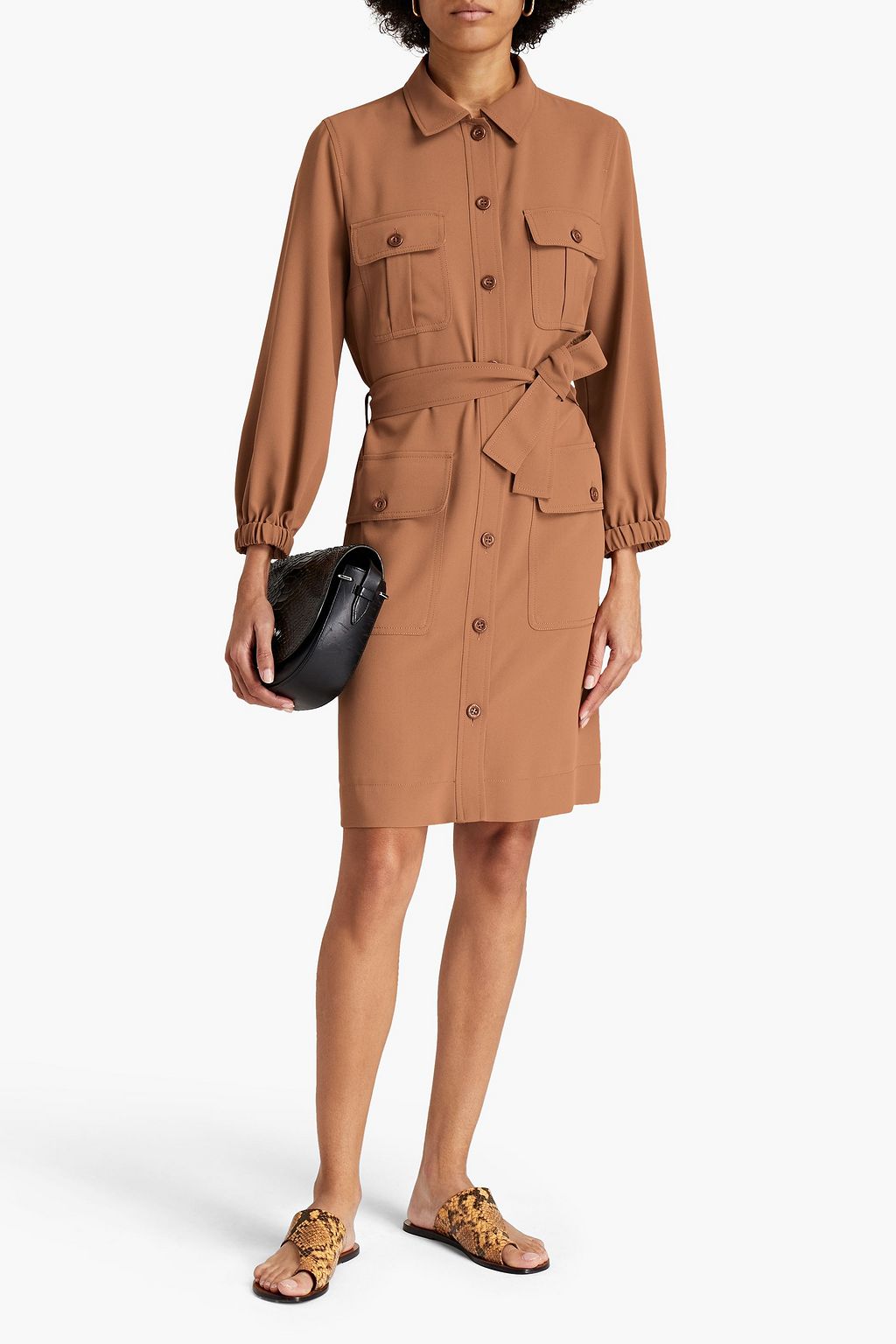 SEE BY CHLOÉ Belted crepe shirt dress