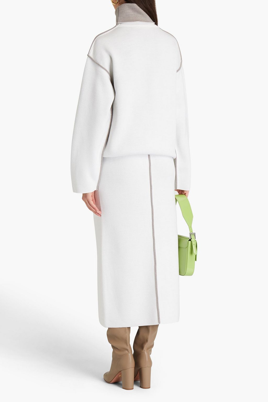 VICTORIA, VICTORIA BECKHAM Two-tone wool-blend turtleneck sweater