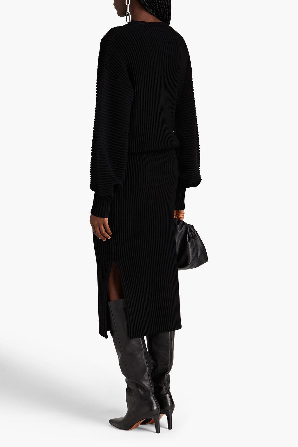 VICTORIA, VICTORIA BECKHAM Cutout ribbed wool midi dress