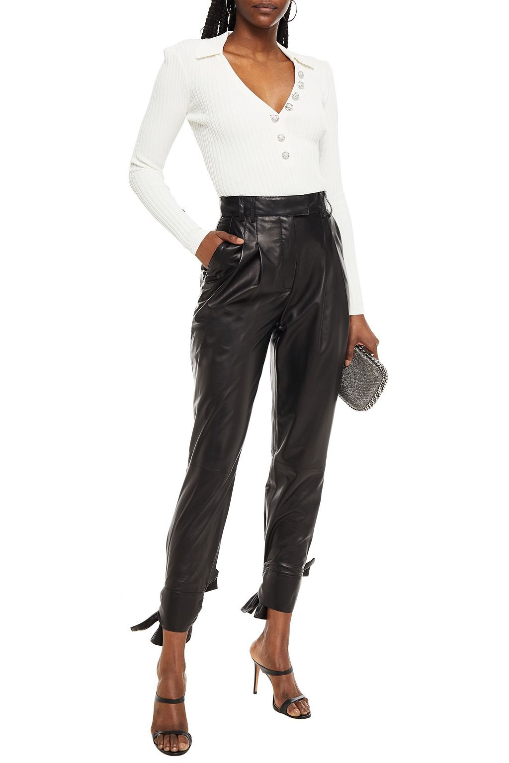 RONNY KOBO Tasmin embellished ribbed-knit bodysuit