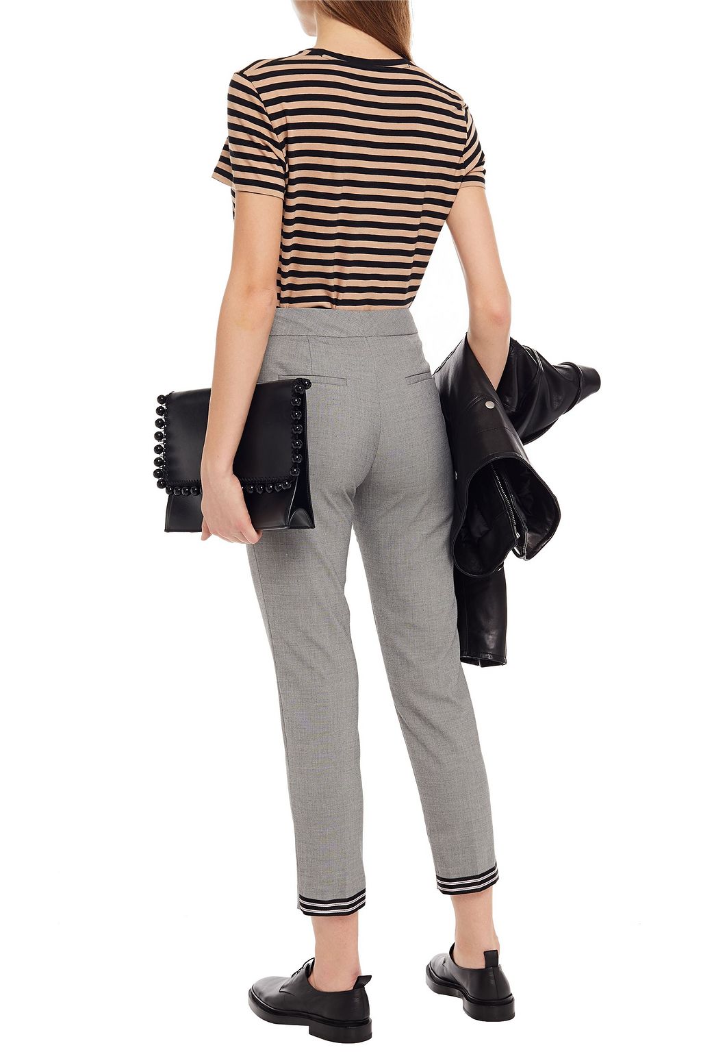 CLAUDIE PIERLOT Cropped satin-trimmed woven tapered pants