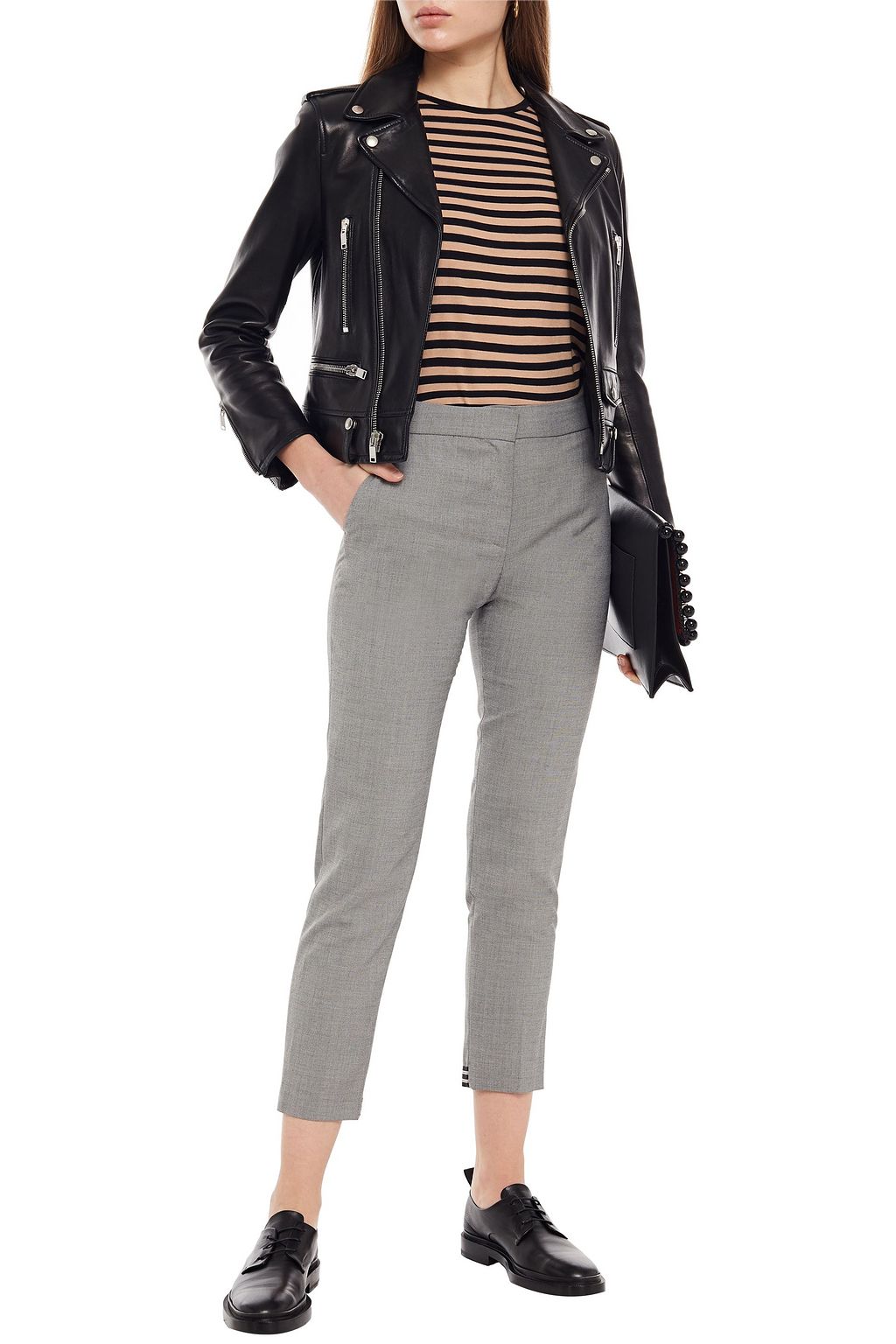 CLAUDIE PIERLOT Cropped satin-trimmed woven tapered pants