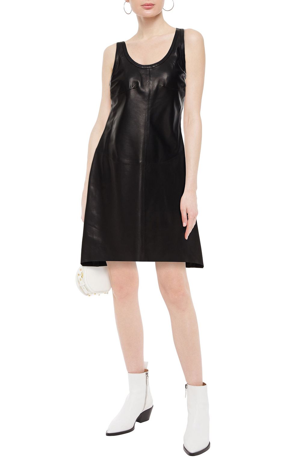 HELMUT LANG Flared leather mini dress