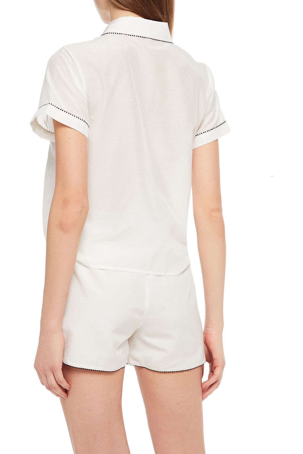 MORGAN LANE Tami polka-dot cotton and silk-blend jacquard pajama top