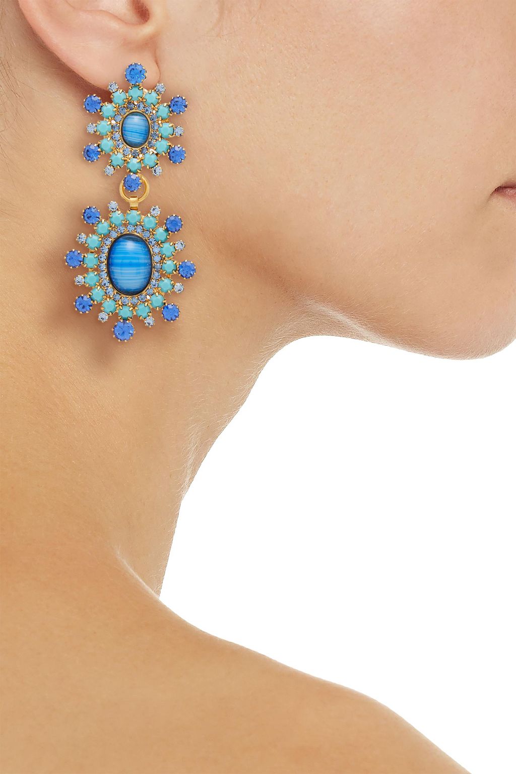 ELIZABETH COLE 24-karat gold-plated, Swarovski crystal and glass earrings