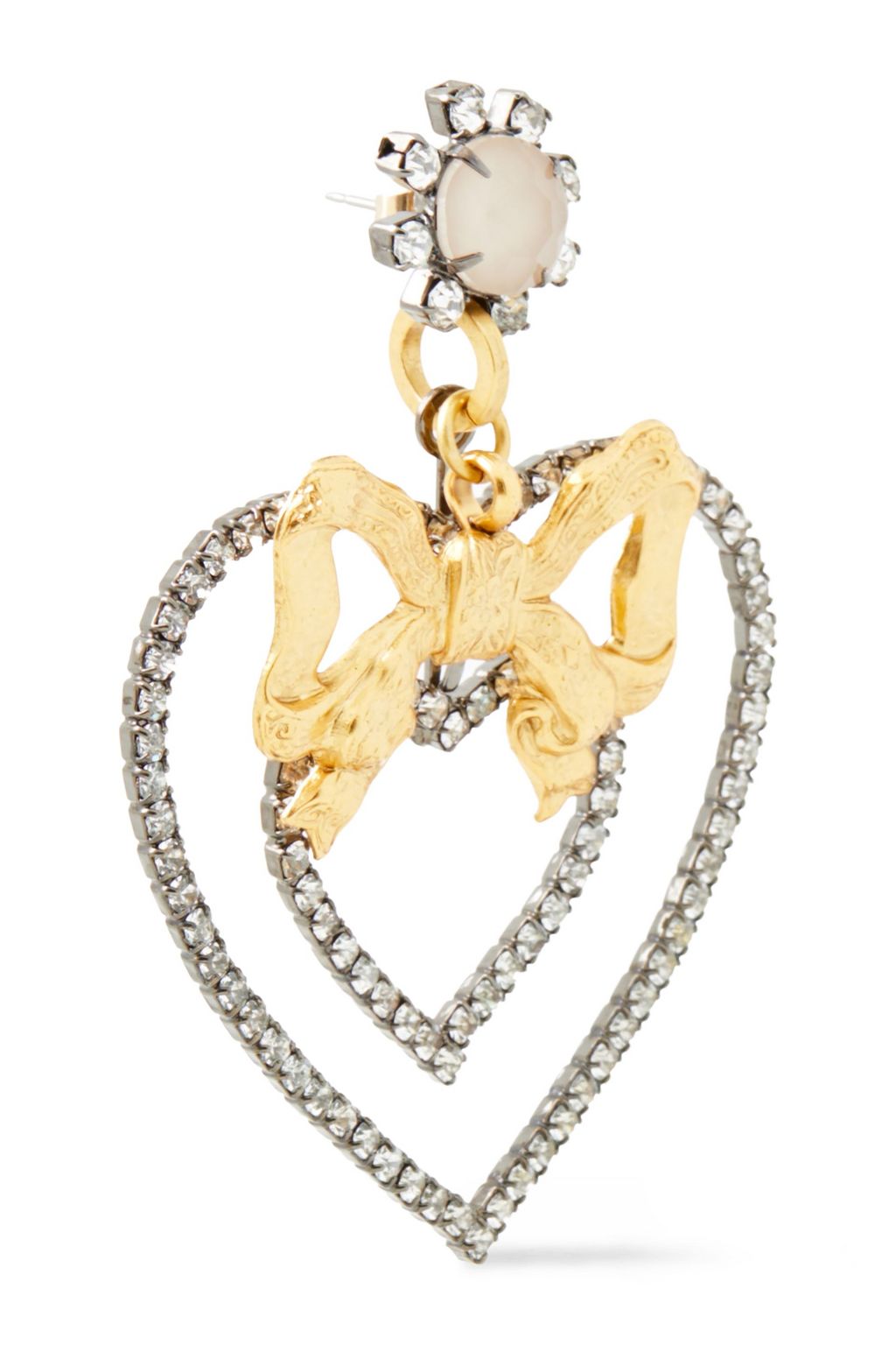 ELIZABETH COLE 24-karat gold-plated, hematite-plated and crystal earrings