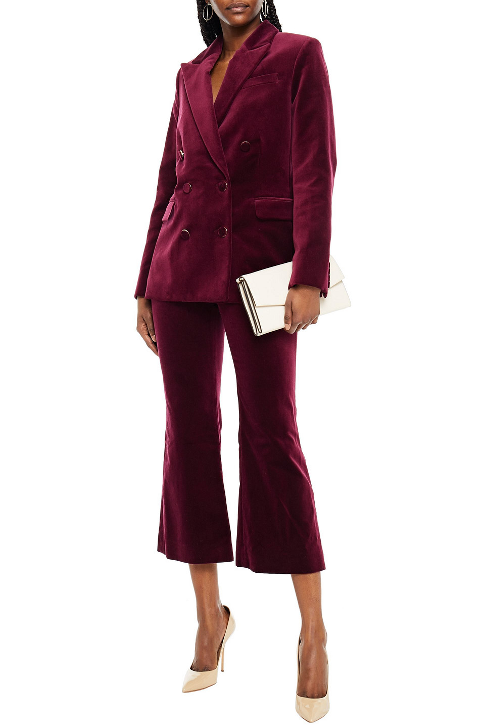 Zimmermann Double-breasted Cotton-velvet Blazer In Burgundy