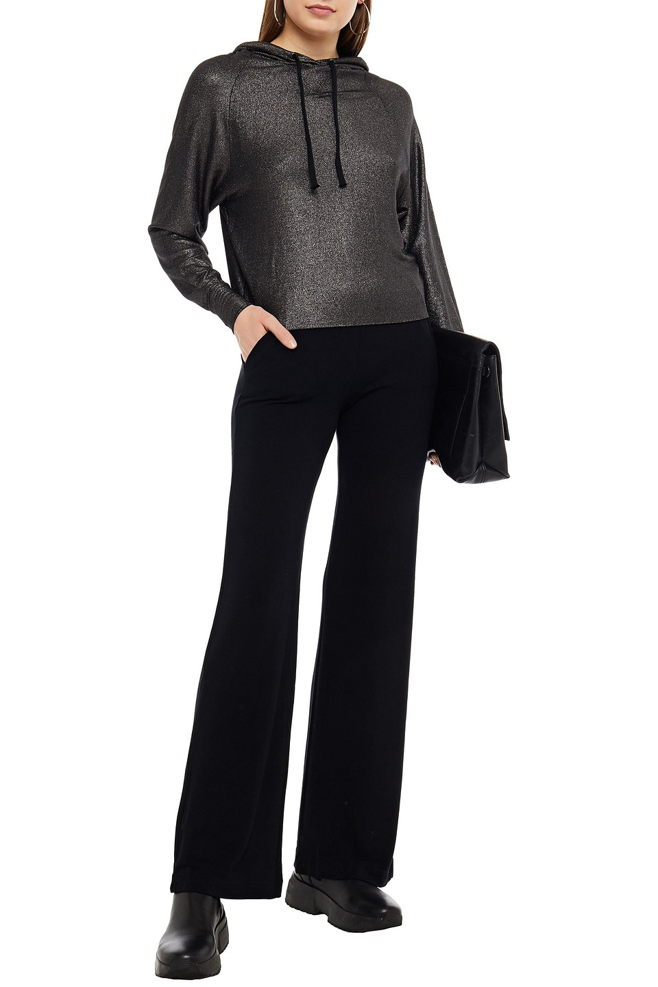 Click to view more detailed imagery on our partner's website Majestic Jersey Wide-leg Pants In Black
