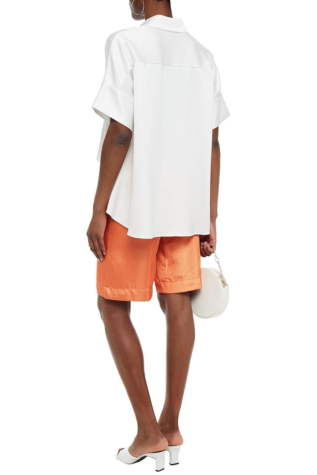 ALICE + OLIVIA Edyth asymmetric satin-crepe shirt