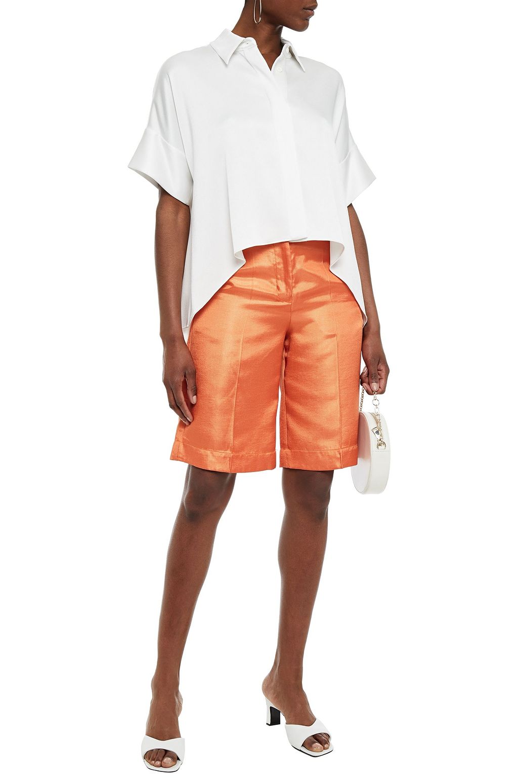 ALICE + OLIVIA Edyth asymmetric satin-crepe shirt
