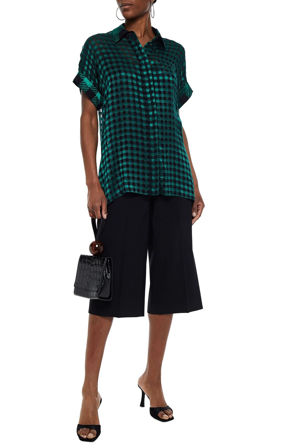 ALICE + OLIVIA Edyth gingham devoré-chiffon tunic