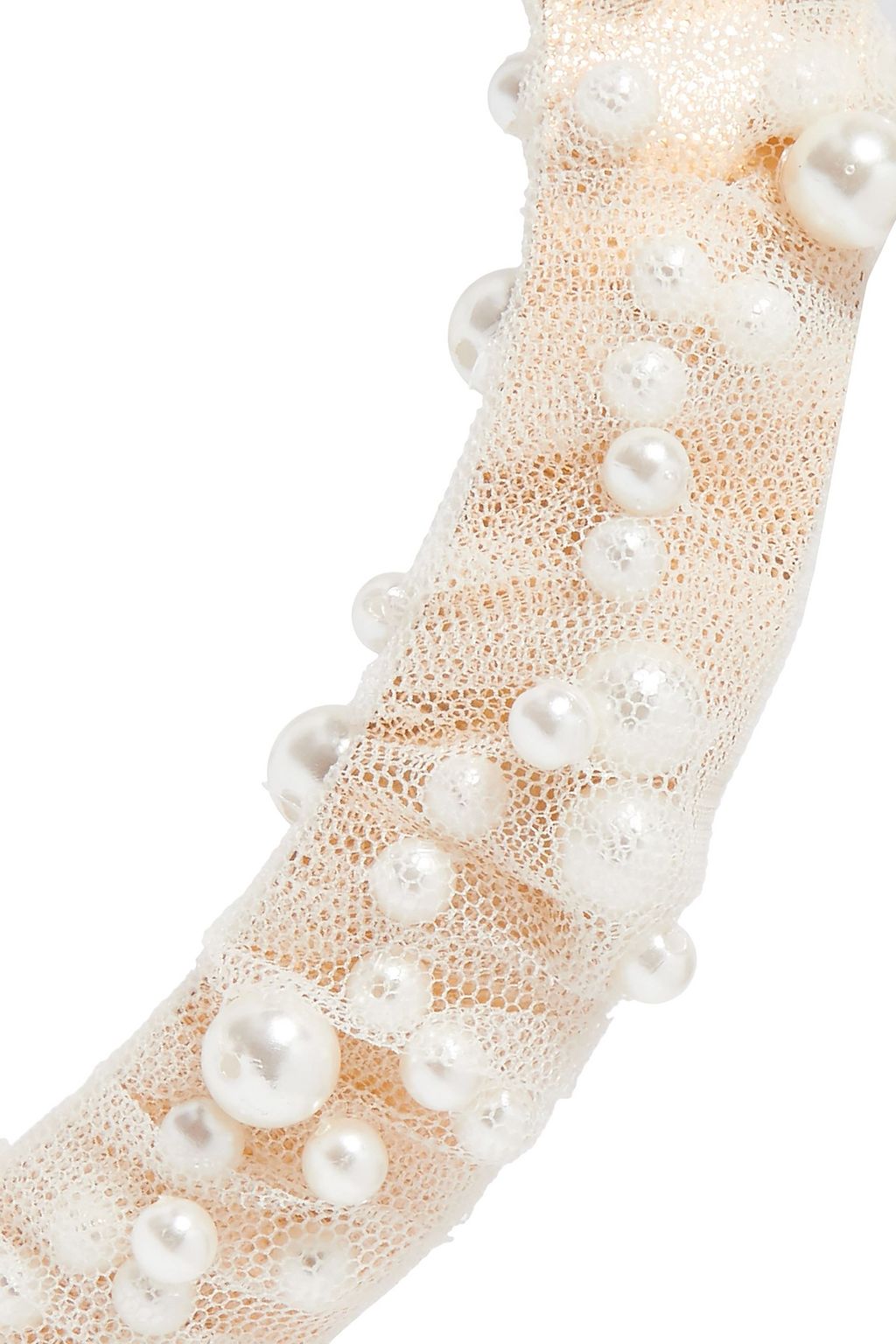 LELET NY Tulle and faux pearl hair band