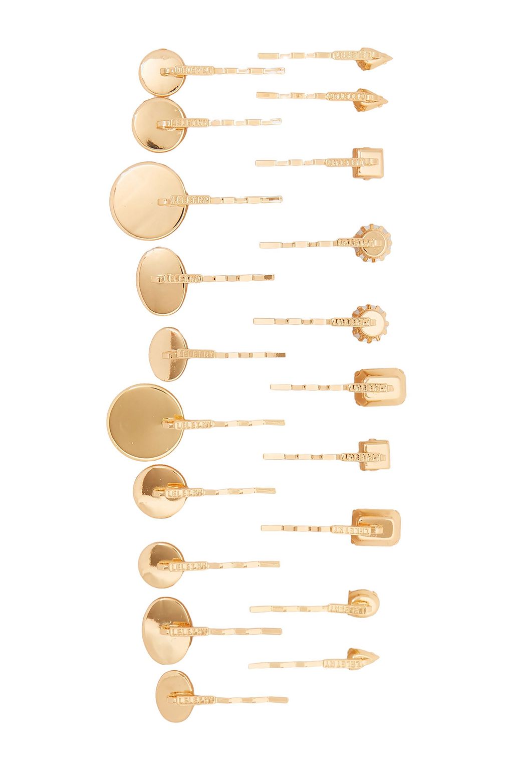 LELET NY Set of ten gold-tone faux pearl and crystal hair slides