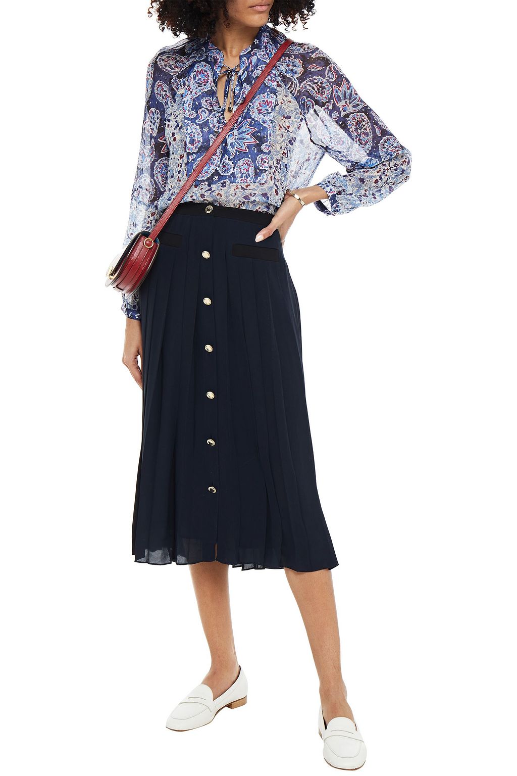 CLAUDIE PIERLOT Belinie gathered printed chiffon blouse