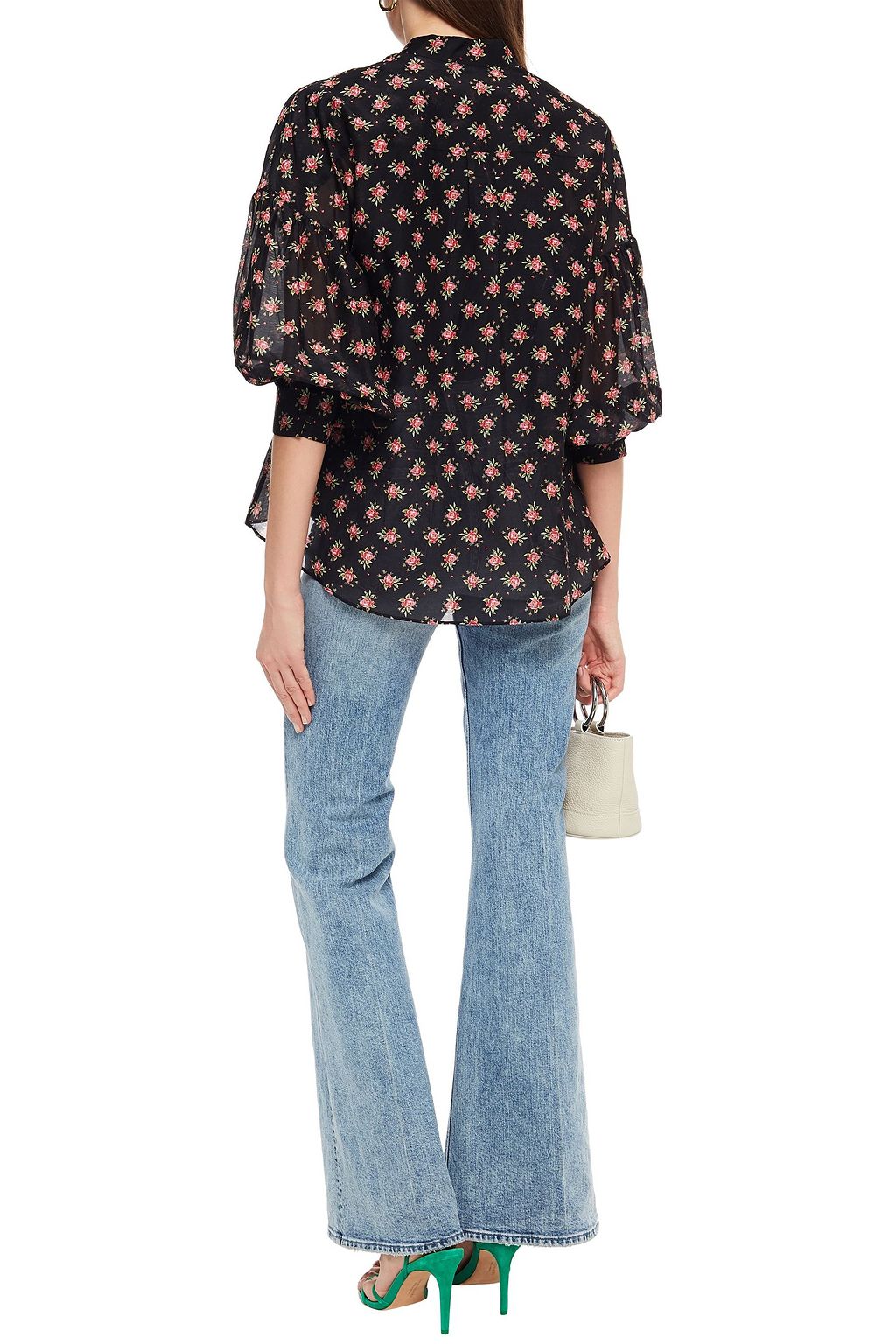 ALICE + OLIVIA Paulita floral-print cotton and silk-blend voile shirt