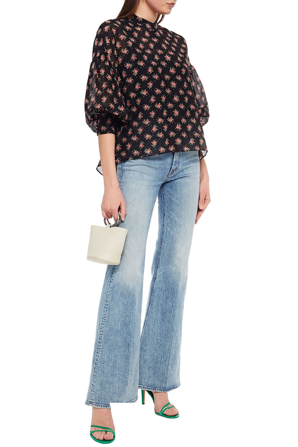 ALICE + OLIVIA Paulita floral-print cotton and silk-blend voile shirt