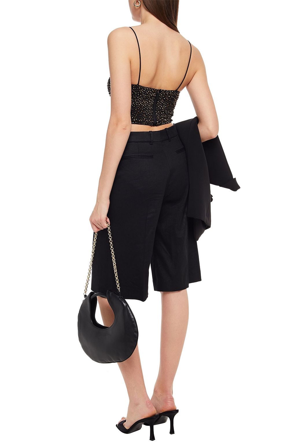 ALICE + OLIVIA Archer 스터드 장식 스트레치 메쉬 브라 탑