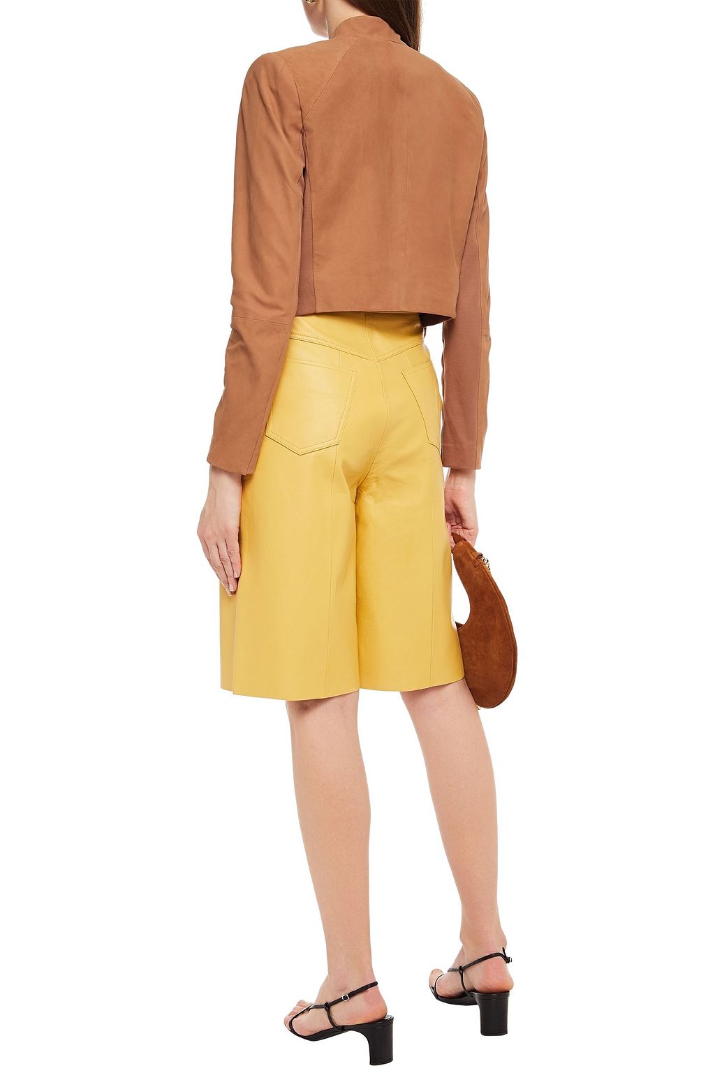 ALICE + OLIVIA Harvey cropped jersey-paneled suede jacket