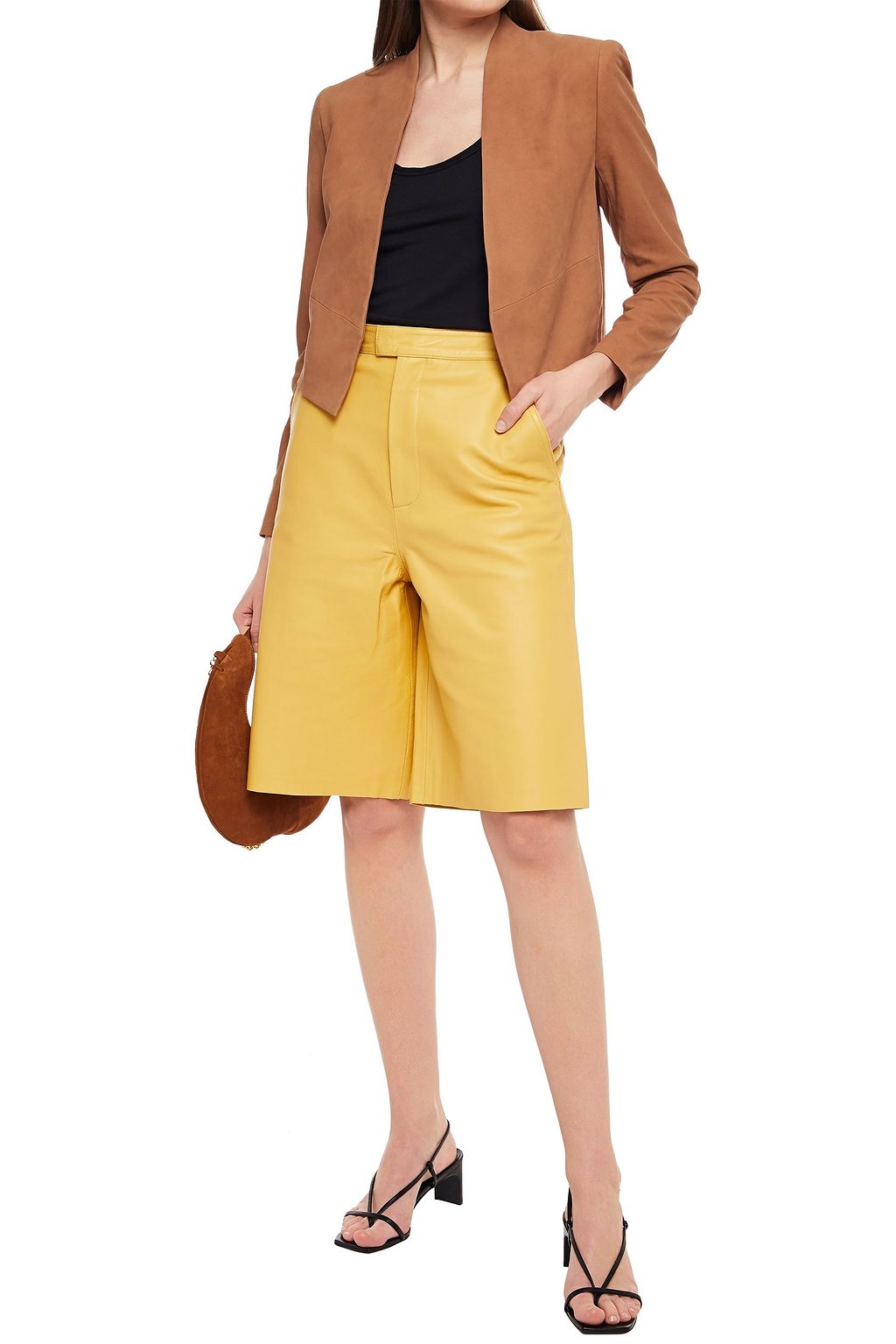 ALICE + OLIVIA Harvey cropped jersey-paneled suede jacket