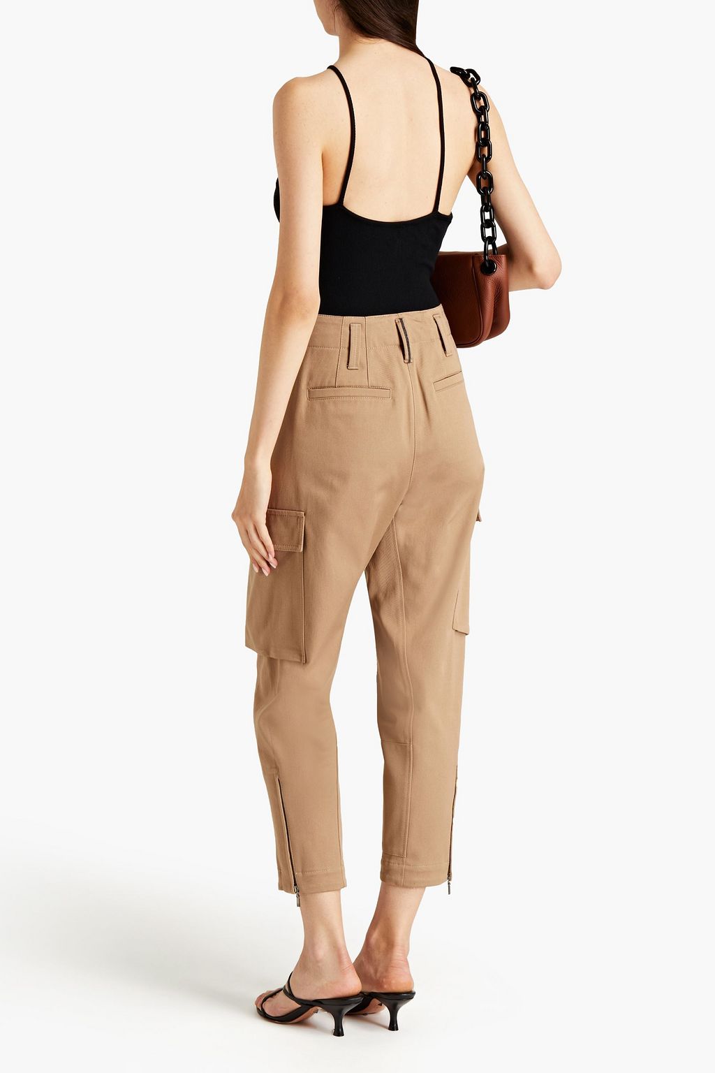 BRUNELLO CUCINELLI Cropped bead-embellished cotton-twill tapered pants
