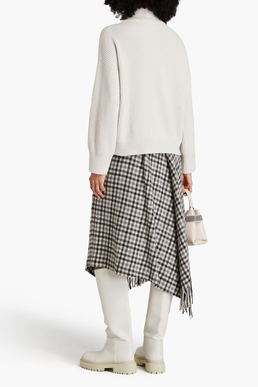 BRUNELLO CUCINELLI Rollkragenpullover aus geripptem Kaschmir mit Zierknöpfen